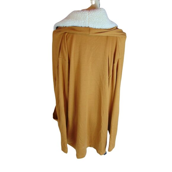New Direction Women's Open Jacket*Cardigan* Large*Tan shell *Faux Fur Lining EUC - Picture 3 of 5